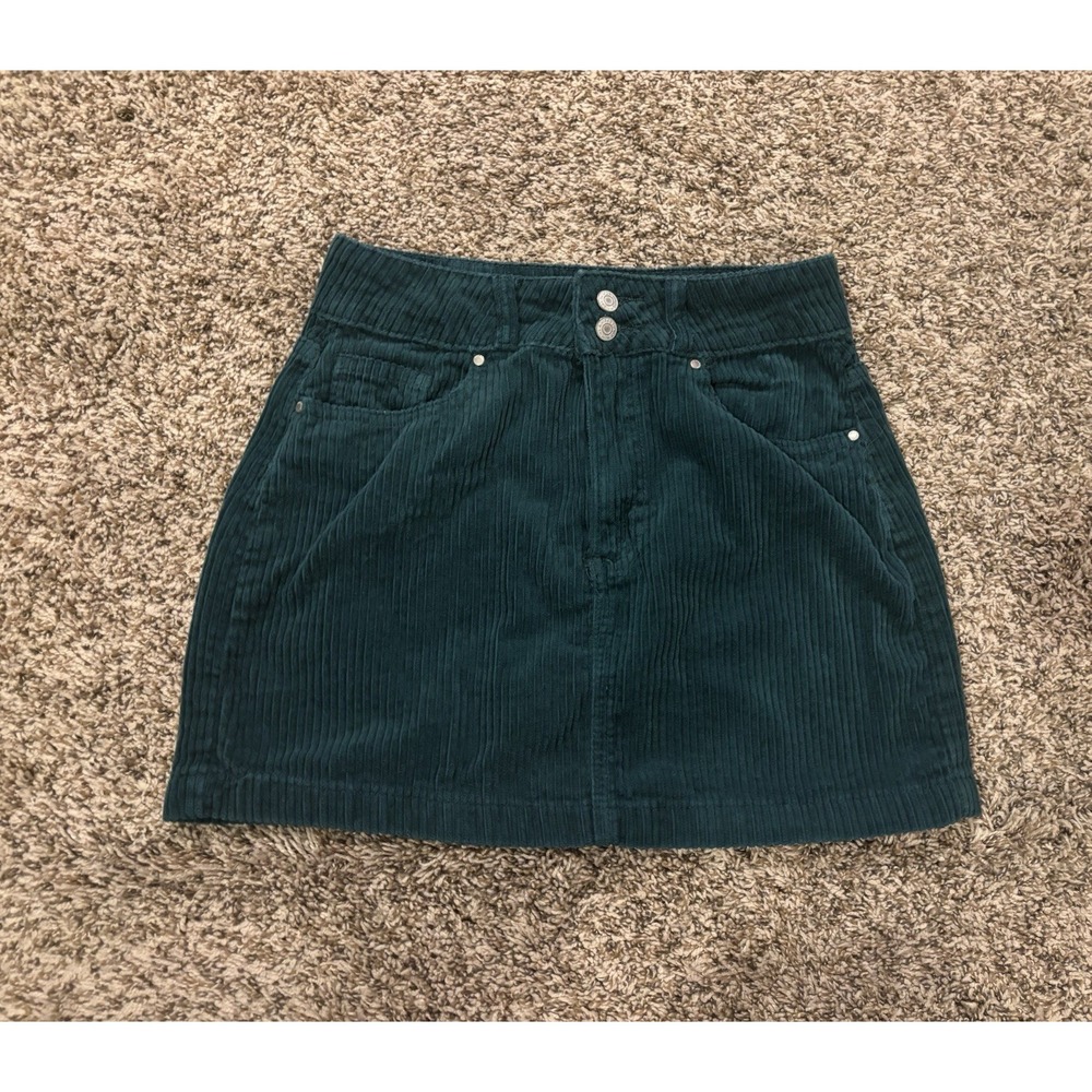Pacsun Corduroy Mini Skirt Green High Waisted A-Line Casual Women’s 24